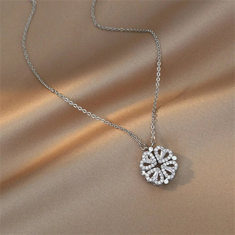 Magnetic Heart Clover Necklace