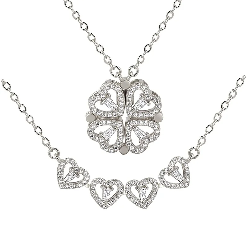 Magnetic Heart Clover Necklace