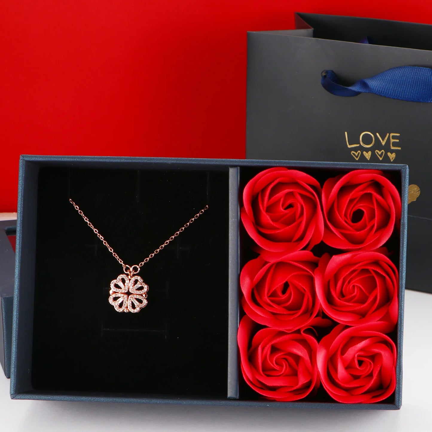 Magnetic Heart Clover Necklace