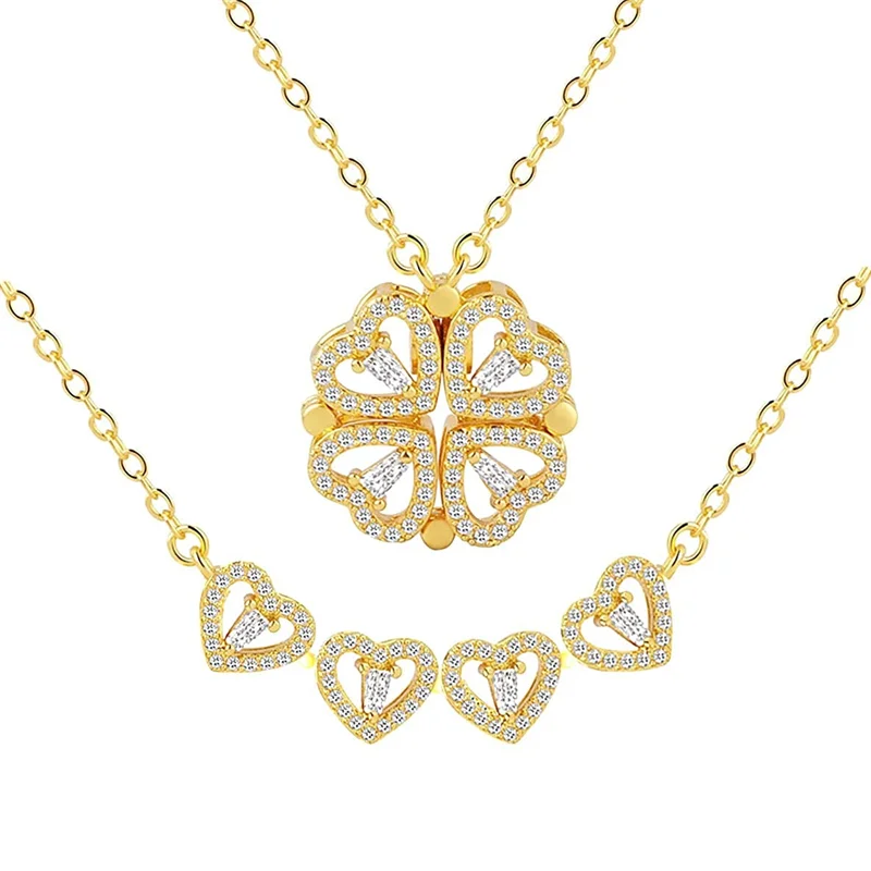 Magnetic Heart Clover Necklace