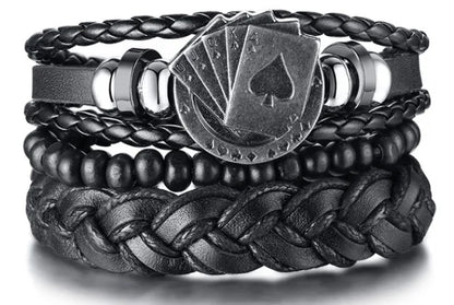 Pulseira de couro e madeira IronBound