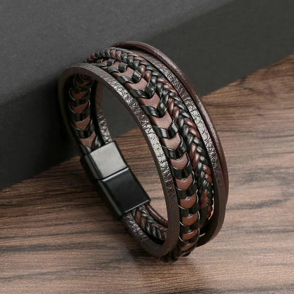 Vintage Leather Bracelet | Magnetic Clasp